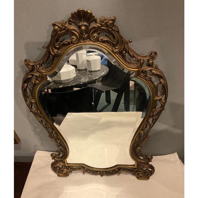 Baroque Italian Mirror in Brass, 1960 For Sale - Image 3 of 12