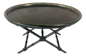 Antique Paper Maché Tray Table With Faux Bamboo Base