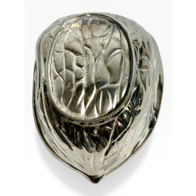 Vintage French Silver-Plated Walnut Form Covered Box For Sale - Image 12 of 16