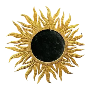 Mid 20th Century Starburst Sunburst Gold Gilt Metal Wall Mirror