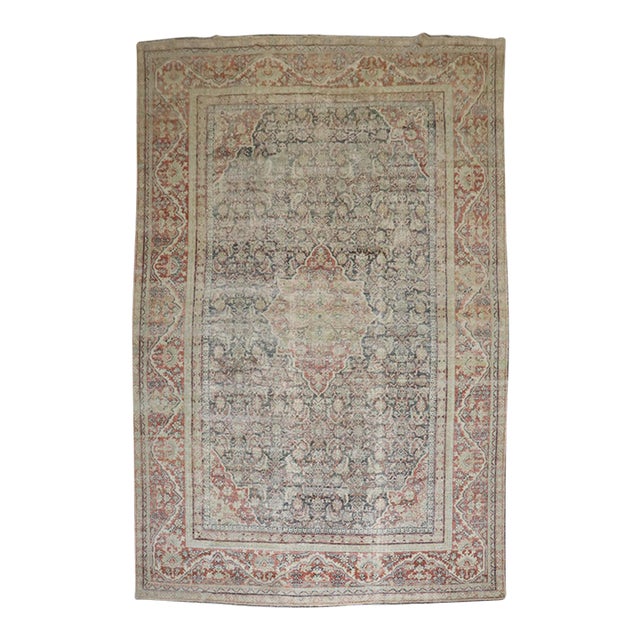 Early 20th Century Worn Persian Mahal Oversize Rug - 10'7" x 16'11" For Sale
