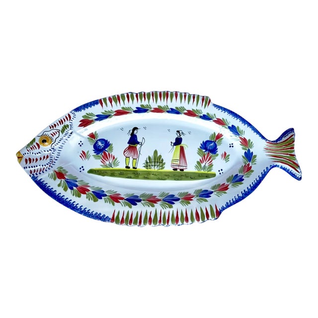 Vintage Henriot Quimper Fish Serving Platter For Sale