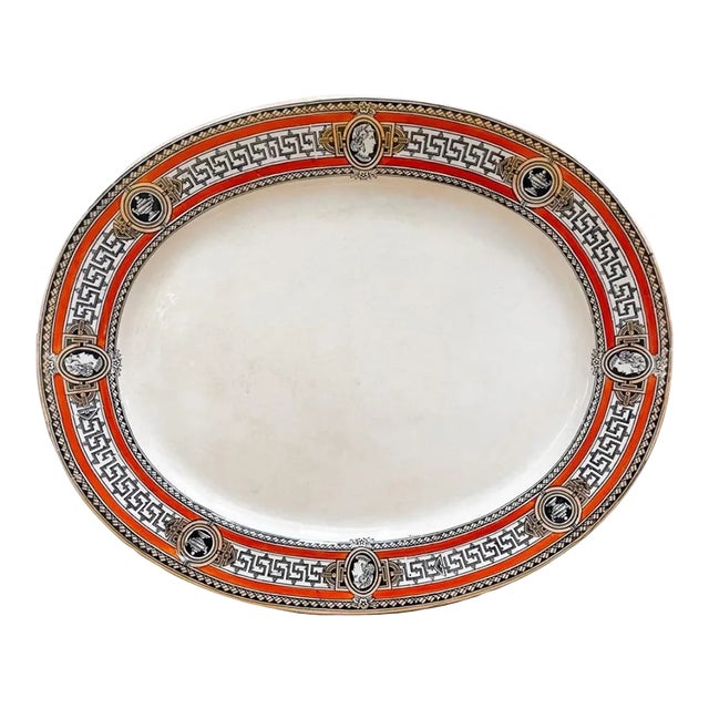19th Century Antique English Staffordshire Oval Earthenware Platter For Sale