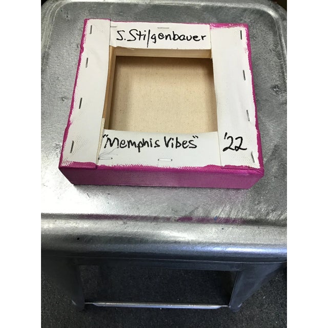 Acrylic on 6" by 1.5” by 6” Stretched Canvas. Artist signed on the back side with S. Stilgenbauer (CA Artist Stephen...