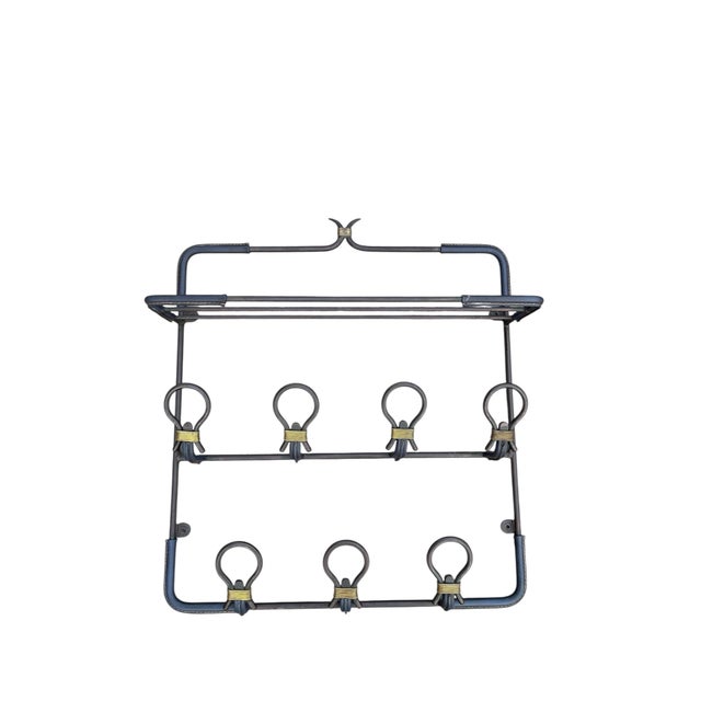 Vintage Stitched Leather Coat Rack by Jacques Adnet, 1950s For Sale - Image 11 of 11