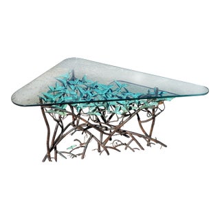 Late 20th Century Hand Made Copper Triangle Mangrove Coffee Table Botanical For Sale