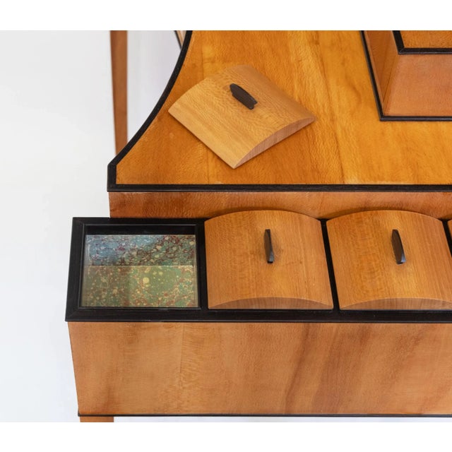 Bespoke Art Deco Revival London Plane & Ebony Dressing Table from Francesca Graham, 1984 For Sale - Image 6 of 18