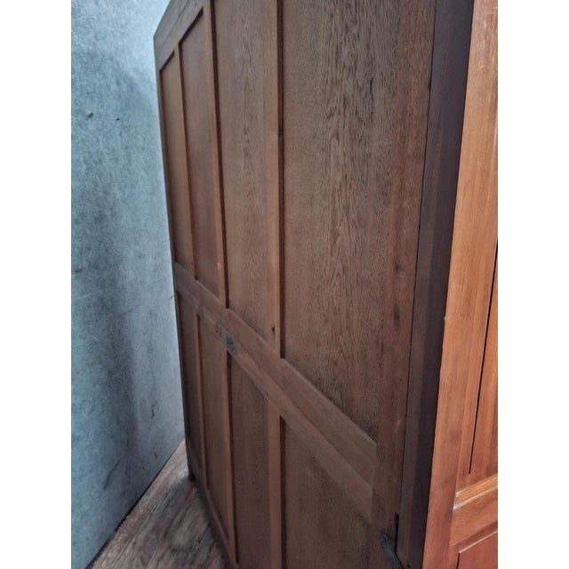 Brown Art Deco Style Three-Door Mirrored Wardrobe in Fruitwood Veneer, 1930s For Sale - Image 8 of 10