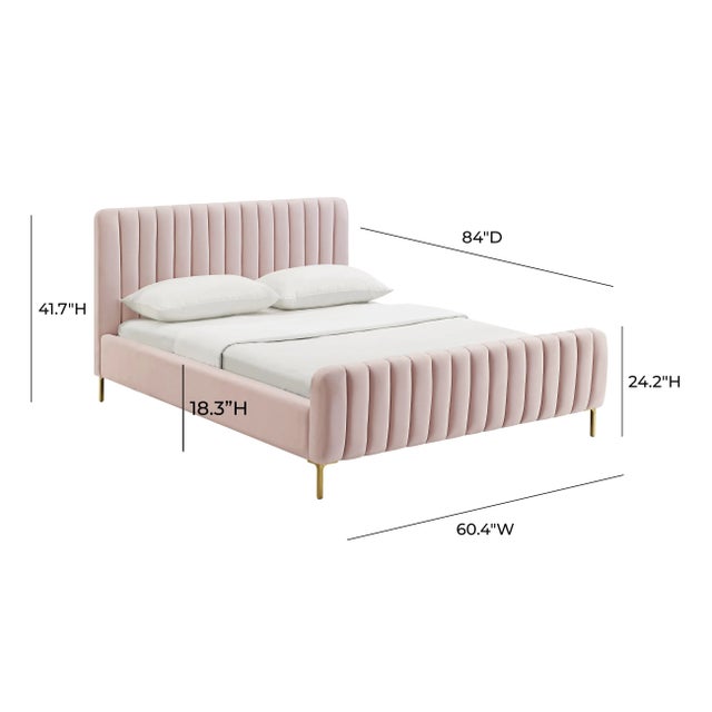 2020s Angela Blush Queen Bed For Sale - Image 5 of 8