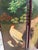 Mid 20th Century Vintage Hand-Painted Peacock & Landscape Four-Panel Folding Screen For Sale - Image 5 of 16