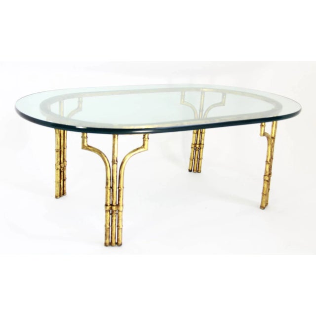 1970s Hollywood Regency Faux Bamboo Oval Cocktail Table For Sale - Image 13 of 13