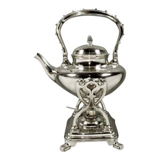 Rare Antique Tiffany & Co. Sterling Silver Tea Kettle on Stand - c.1875 Unique Design For Sale