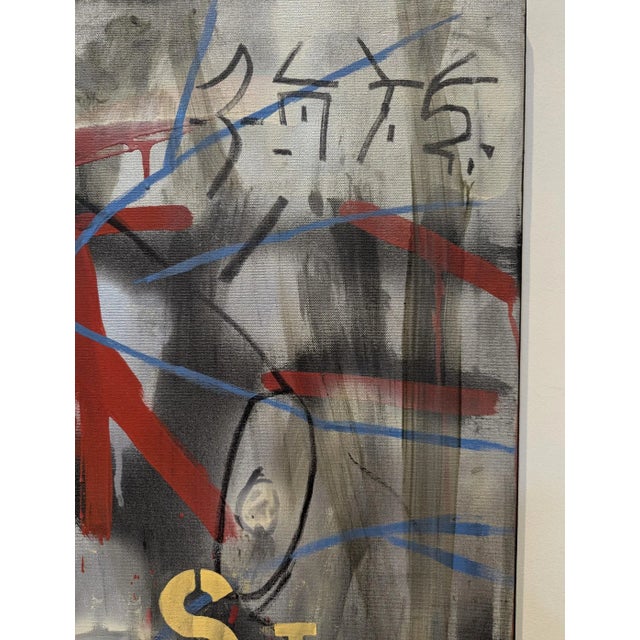 Lionel Lamy Street Art Inspired Painting With Robot by Lionel Lamy Circa 1990s For Sale - Image 4 of 6