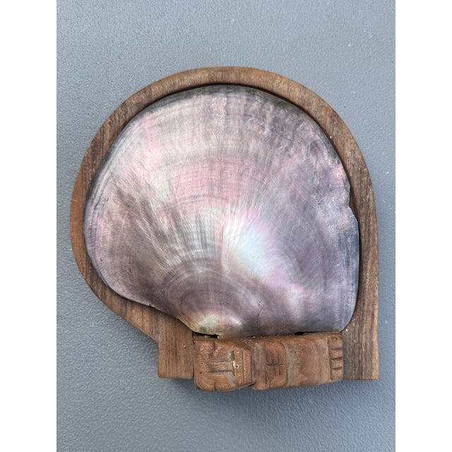 1950s Alexander Noll Carved Wood & Mother of Pearl Lidded Cigarette Box For Sale - Image 4 of 13