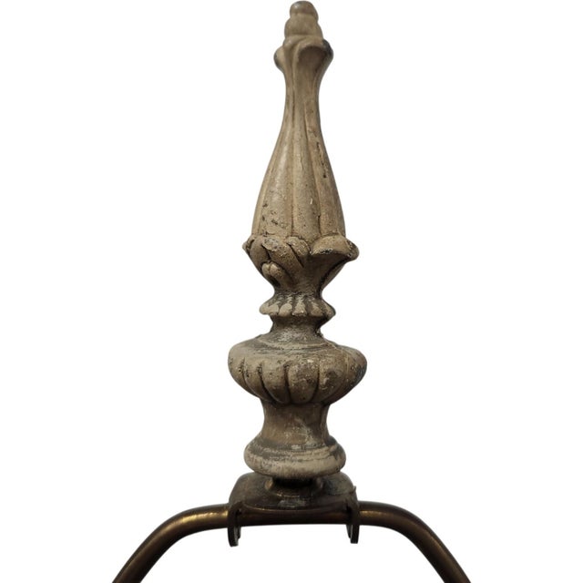 Beige Late 20th Century Neoclassical Faux Stone Metal Table Lamps With Acanthus Leaf & Orb Accents - Pair For Sale - Image 8 of 11