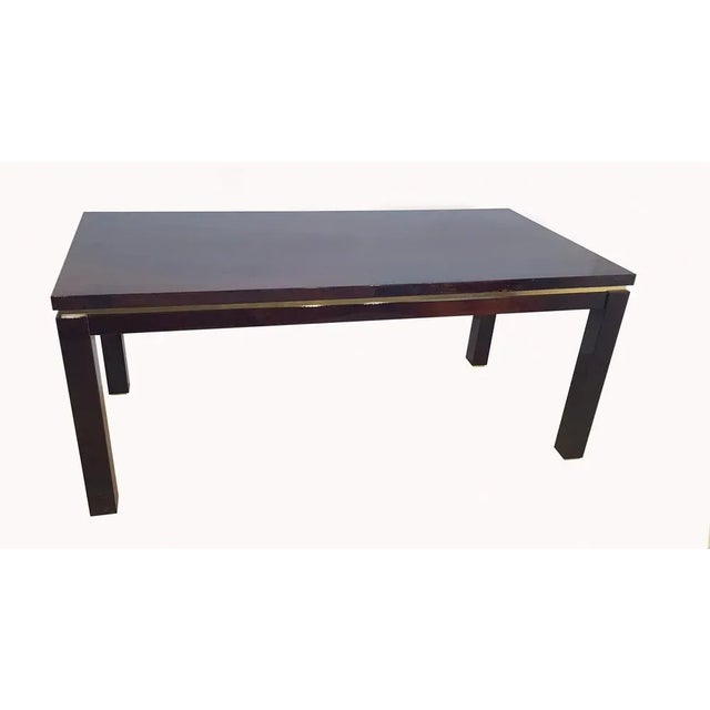 Brown Italian Goatskin Tobacco Dining Table attributed to Aldo Tura, 1970s For Sale - Image 8 of 8