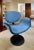 Mid-Century Modern Tulip Swivel Chair in Blue For Sale - Image 3 of 9