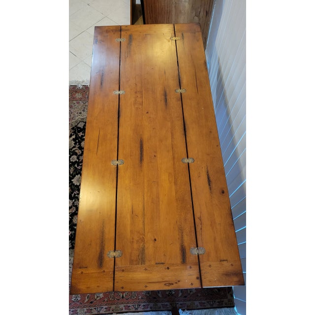 Rustic Vintage Table With Drop Leaf and Hand Joined Planks For Sale - Image 3 of 12