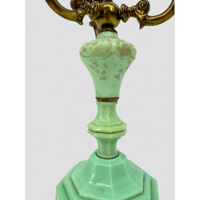 1970s Vintage Jadeite 3 Arm Table Lamp For Sale - Image 5 of 15