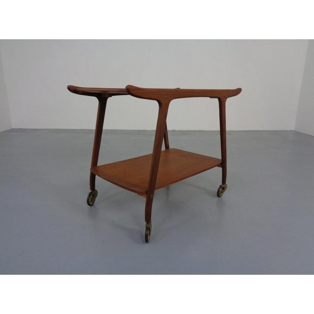 Wood Danish Organic Teak Tea Cart, 1960s For Sale - Image 7 of 16