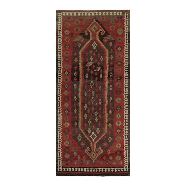 Vintage Shahsavan Persian Kilim in Red and Brown Patterns by Rug & Kilim For Sale