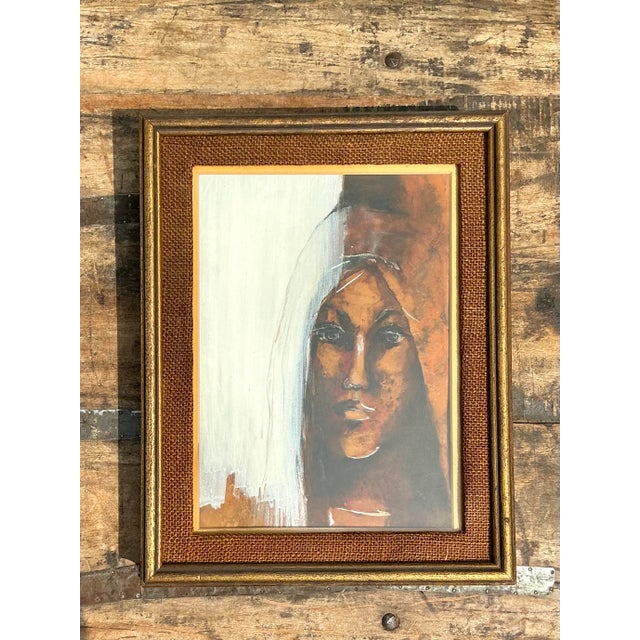 Vintage Original Abstract Portrait of Woman For Sale - Image 4 of 12
