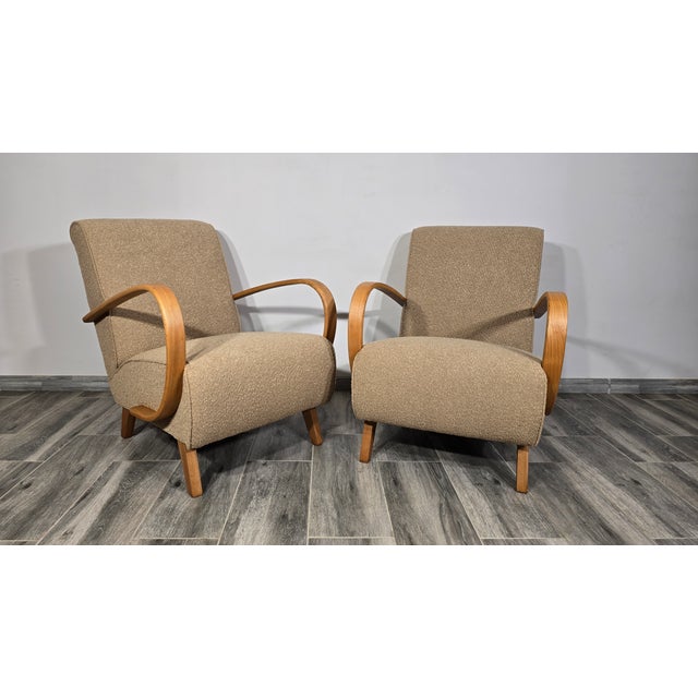 Beige Lounge Chairs from Jindrich Halabala, 1940s, Set of 2 For Sale - Image 8 of 10