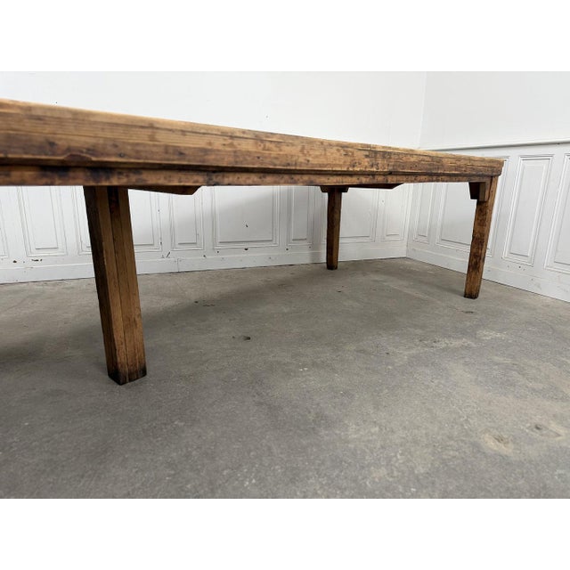 Large Fir Dining or Work Table, 1920s For Sale - Image 6 of 10