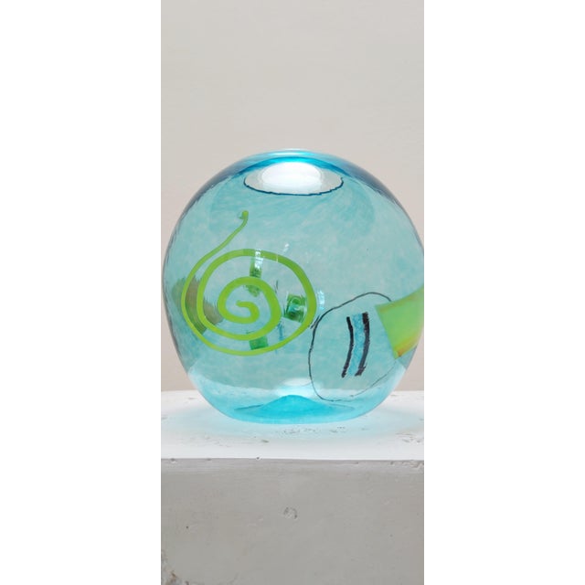 1990s Pizzichillo + Gordon Signed Art Glass Vase 7" Sphere For Sale - Image 5 of 8