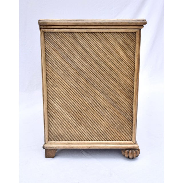 Wood Vintage Chevron Pencil Reed Writing Desk With Brass Hardware, Usa For Sale - Image 7 of 12