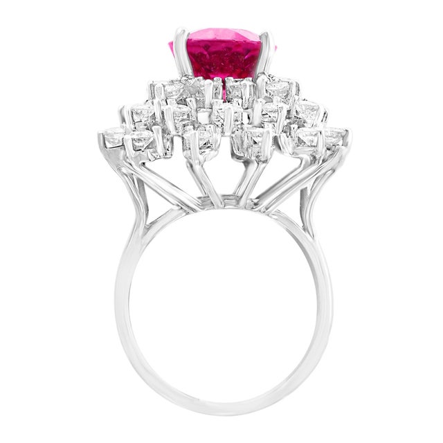 5 Carat Rubellite and 2.5 Carat Diamond 18 Karat Gold Cocktail Ring Estate For Sale - Image 16 of 18