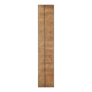 Vintage Tuareg Runner Mat, Brown and Beige Striped Patterns - Rug & Kilim For Sale