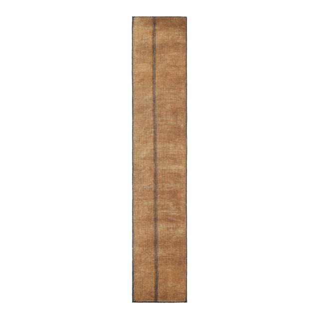 Vintage Tuareg Runner Mat, Brown and Beige Striped Patterns - Rug & Kilim For Sale