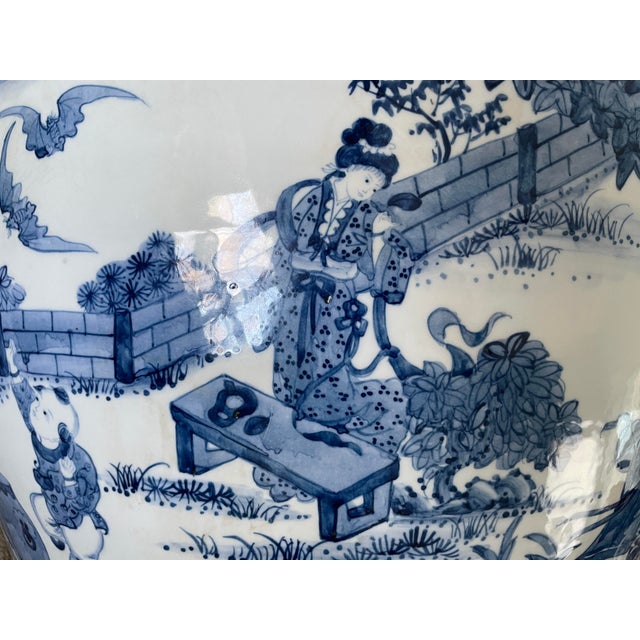 Chinese Export XXL Blue & White Porcelain Tree Pot Floor Planter For Sale - Image 4 of 12