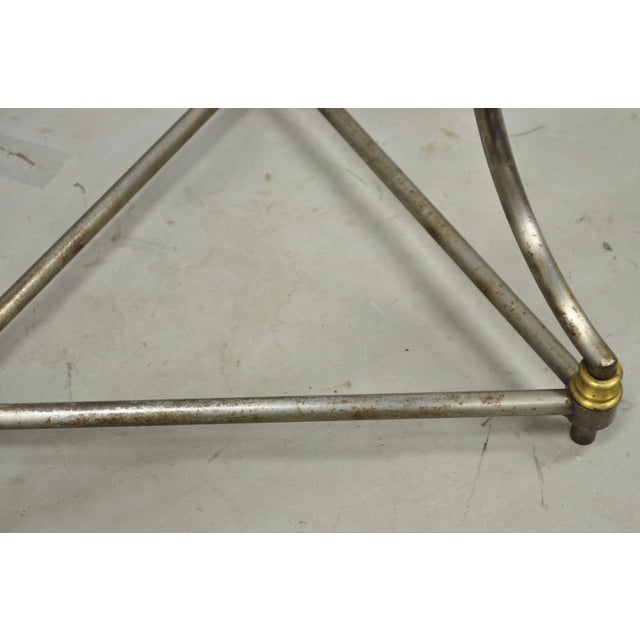 Vintage Directoire Maison Jansen Style Steel & Brass Marble Top Console Table For Sale - Image 9 of 18