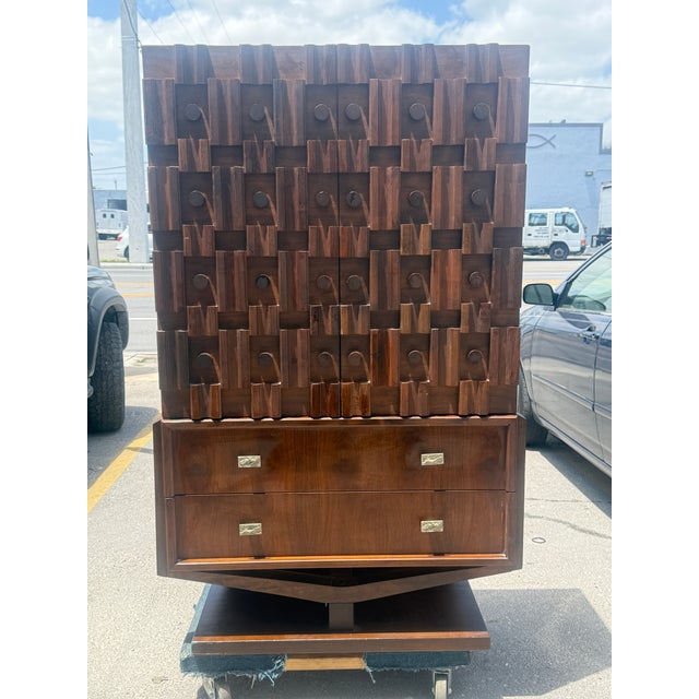 1970s Mid Century Modern Canadian Architectural Bachelor Chest Manner of Paul Evans For Sale - Image 10 of 15