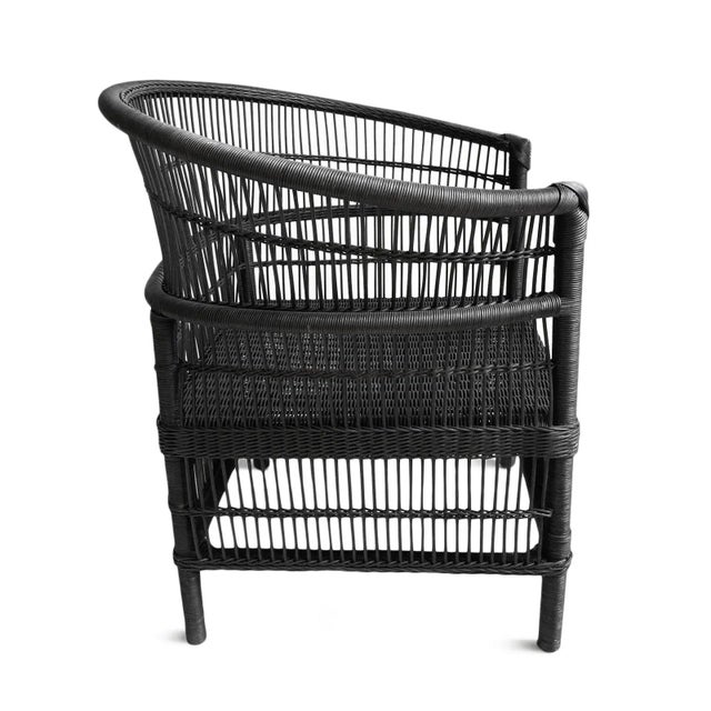 Vintage Black Wicker Horseshoe Chair For Sale - Image 4 of 7
