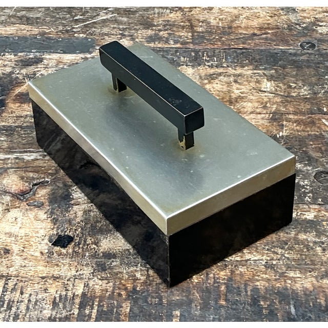 Vintage Metal and Wood Lidded Box For Sale - Image 11 of 12