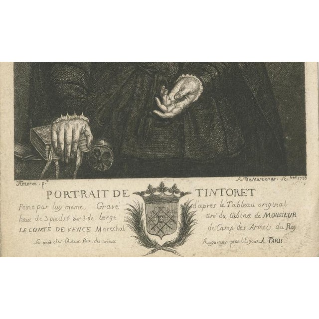 Cream After Tintoretto, Self-Portrait, 1755, Engraving For Sale - Image 8 of 9