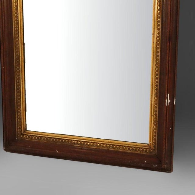 Oversized Antique Renaissance Revival Gilt Trimmed Walnut Mirror C1890 For Sale - Image 4 of 12