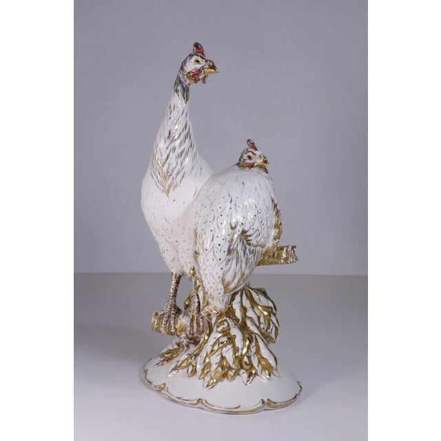 "Pheasants" Figure Guido Cacciapuoti Italy, 1920 White Porcelain with Gold leaf Perfect Condition No chips. No cracks....