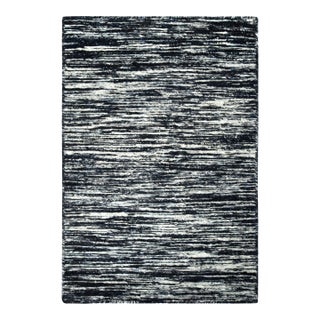 Rug & Kilim’s Contemporary Textural Rug With Blue & White Stripes For Sale