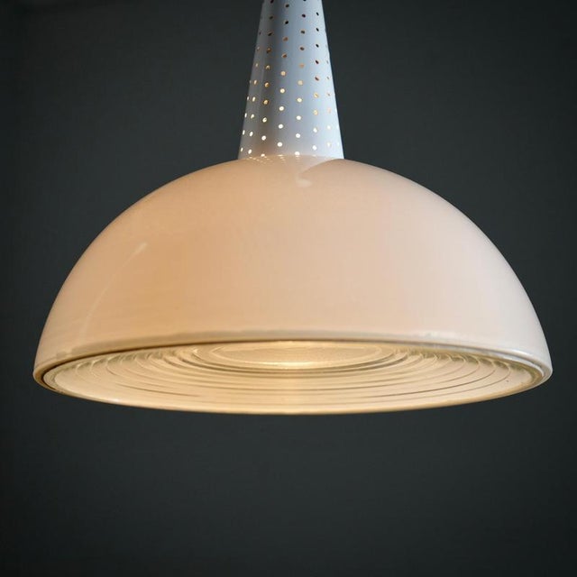 Ceiling Lamps in Metal and Glass by Mathieu Matégot for Holophane, 1960s, Set of 2 For Sale - Image 6 of 11