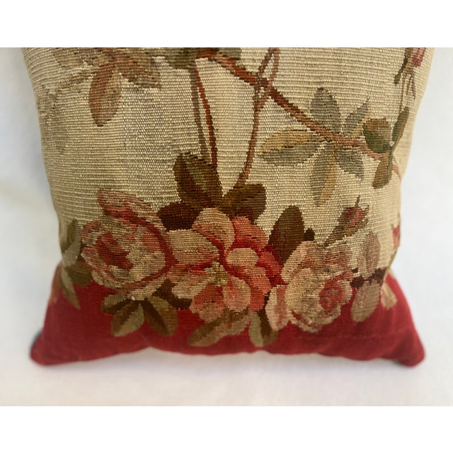 Red Pillow With 19th Century Aubusson Tapestry For Sale - Image 8 of 9