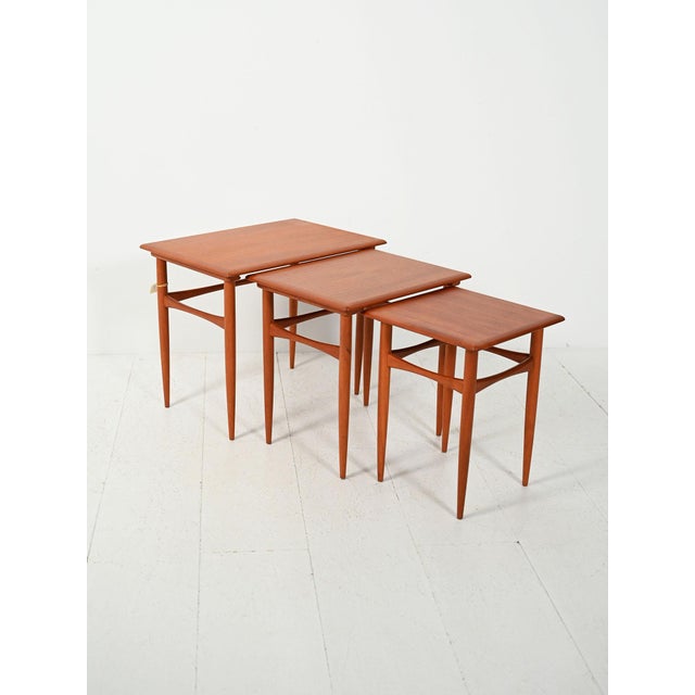 Scandinavian Teak Nesting Tables, 1960s, Set of 3 For Sale - Image 4 of 10