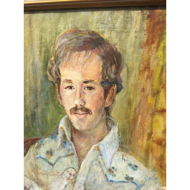 Man And His Cat Oil Portrait Painting By Ouida George Chairish