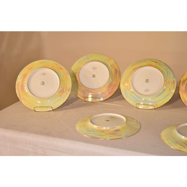Circa 1920 Set of 10 Iridescent Dinner Plates For Sale - Image 10 of 12