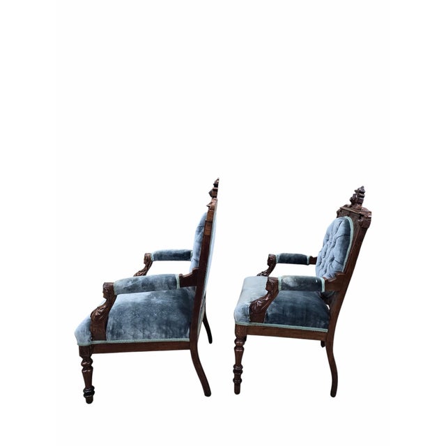 Antique Renaissance Revival Carved Chairs by John Jelliff - Set of 2 For Sale - Image 9 of 12