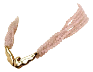 Tiffany & Co. Picasso 18k Gold Yellow Dove Rose Quartz Beaded Necklace