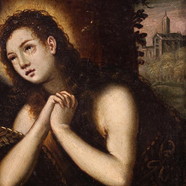 Venetian School Artist, Penitent Magdalene, 1640, Oil on Copper For Sale - Image 12 of 15